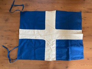 Beautiful Very Old & Vintage Greek Cross Flag 65 cm x 84 cm 1960s