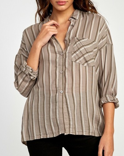 Camicia donna RVCA Hera oversize con bottoni maniche lunghe cotone nuova con etichetta taglia XS - Foto 2 di 6