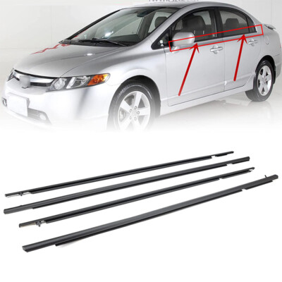 For Honda Civic 2006 - 2011 Window Weatherstrips Moulding Trim Seal Belt Black