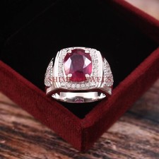 Heated Ruby Gemstone With 925 Sterling Silver Ring For Men's 922
