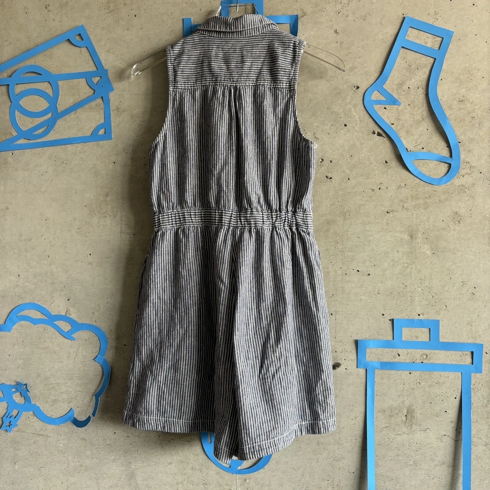 Anthropologie Sleeveless Linen Blend Railroad Stripe Collared Romper Size 4 $130 - Image 3 of 4