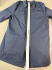 Vintage Men’s Lined Trench Coat Jacket Navy Blue Rain Weather Button Up Size 56