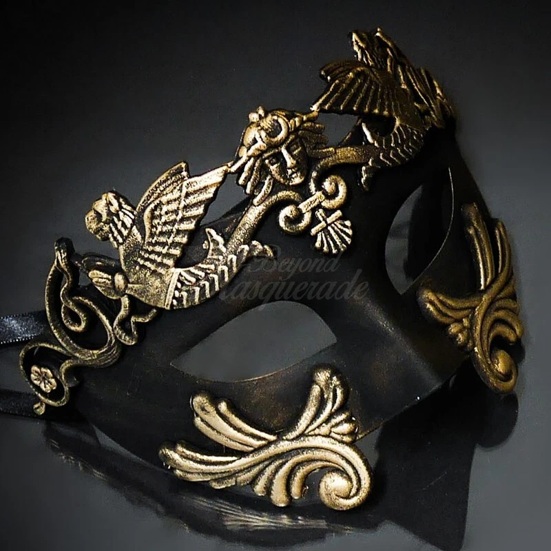 MASCARILLAS DE PAREJA ROMANA | ELEGANTES MÁSCARAS DE MASCARADA - Negro/Dorado Foto 3 de 4