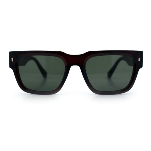 Gafas de sol rectangulares retro caballero hipster borde de cuerno grueso - Imagen 7 de 27
