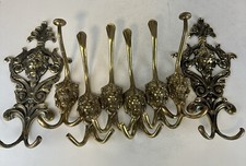 Antique Brass Ornamental 6 heavy Lion's Face and 2 Lions plates oat/Key Hangers