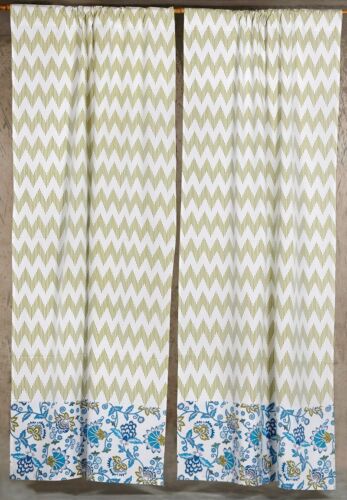 Curtains Panel Set Cotton Indo Brocade Design Curtain Rod Curtain Panel Set - Picture 1 of 3