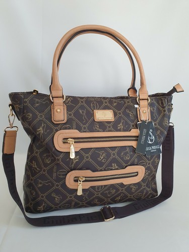 Giulia Pieralli Damen Tasche xL Umhängetasche Schultertasche Schwarz beige braun - Bild 9 von 42