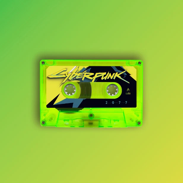 Cyberpunk 2077 Edgerunners  Fluorescent Green Cassette Tape Anime Tracks - Image 2 of 4