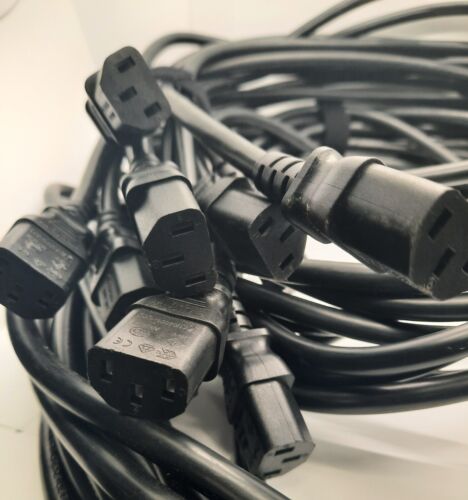 8 Fuß schwarz AC Strom Verlängerungskabel Kabel IEC-60320 C13 auf C14 18 AWG 250 V 10 X SET - Bild 1 von 4