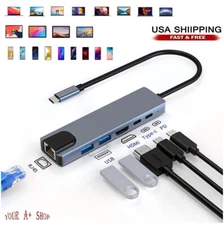 6 in 1 Multiport USB-C Hub Type C To USB 3.0 4K HDMI Adapter For Macbook Laptop