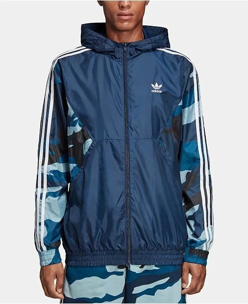 Super Rare Adidas Originals Camo Windbreaker Jacket Camouflage Blue Lg eBay