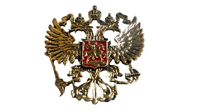 Double Headed Eagle Brooche Golden & Red Collectible