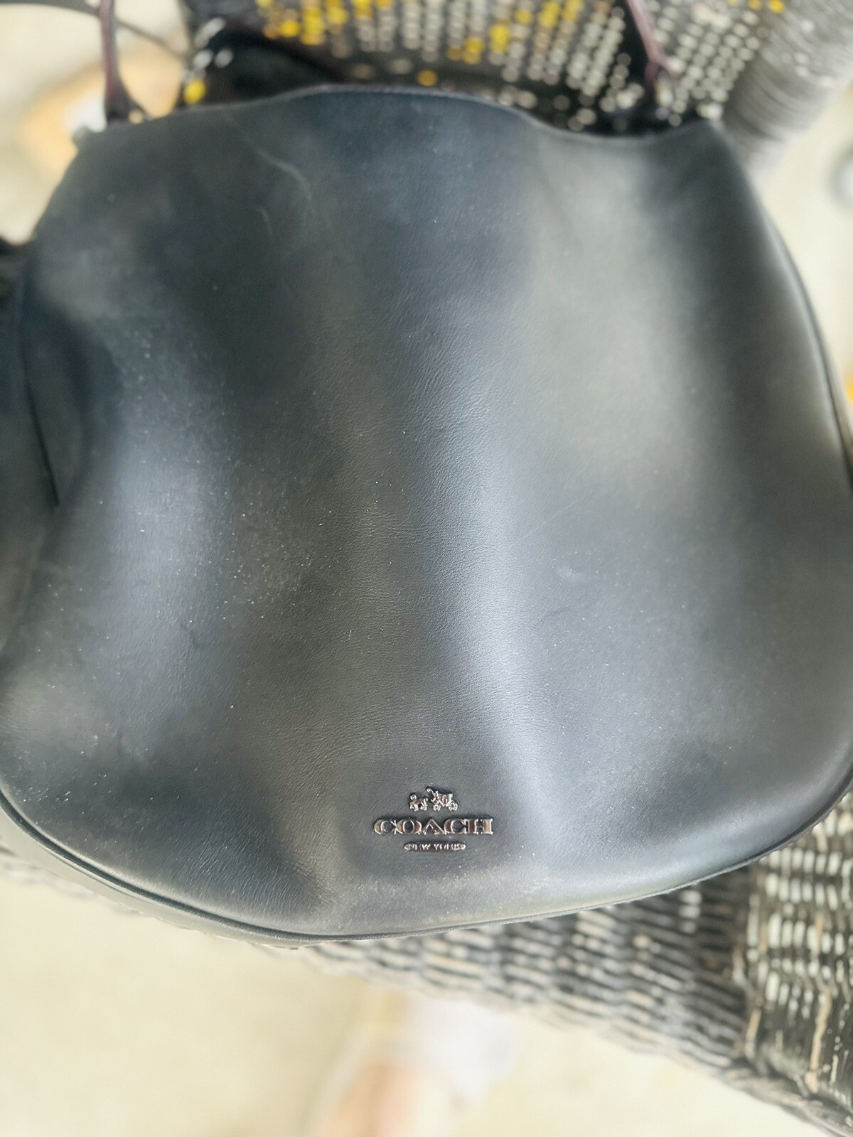 Coach Nomad Tea Rose Hobo Bag Leather Black Gem