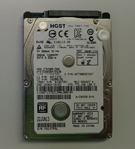 Western Digital / HGST Travelstar Z7K500 500GB SATA III 6Gb/s