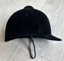 Vintage Jockey Horse Riding Helmet Equestrian Hunt Cap Hat Black Velvet Sz 7 57