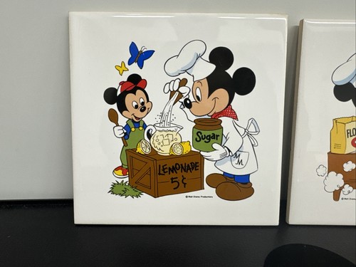 Paar Vintage Disney Mickey Mouse & Pluto Keramik Aufhänger Fliesenuntersetzer - Bild 2 von 4