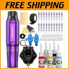 Complete Wormhole Wireless Tattoo Pen Kit with Adjustable Voltage & Ink Supplies