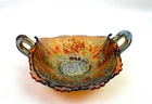 Fenton Carnival Glass Marigold Lotus And Grape 7" Handled Bonbon Bowl 1910–1915