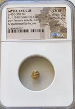 Mysia Cyzicus 1/24th Electrum Stater Perseus NGC CH XF Ancient Coin