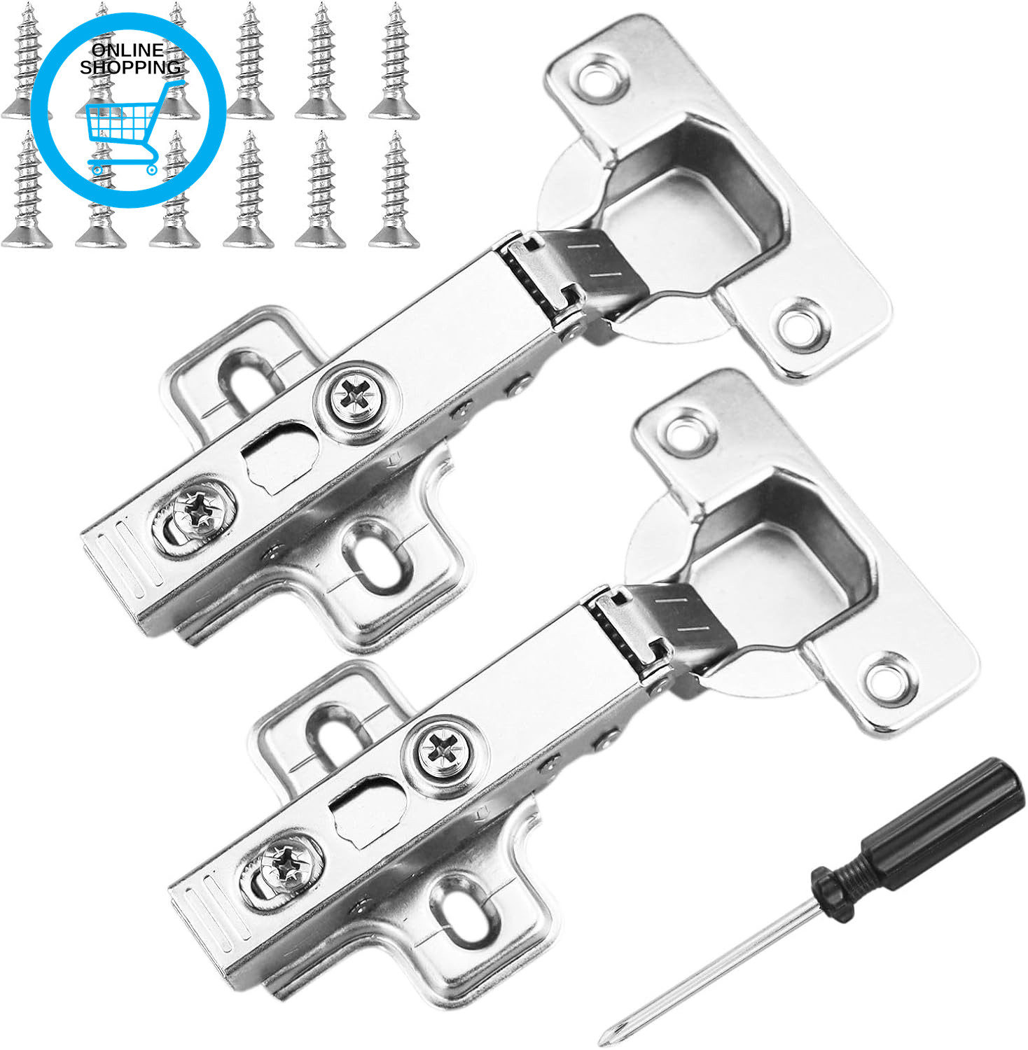 2Pcs Soft Close Cabinet Hinge,Cupboard Door Hinges,110 Degree Full Overlay Kitch