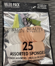 BAZIC BEAUTY SIMPLE ELEGANCE ASSORTED MAKEUP SPONGES. VALUE PACK, 25 CT