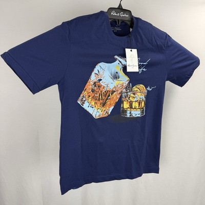 Robert Graham T- Shirt Barrel Aged Graphic Print Crew Neck 100% Cotton Men Small