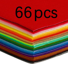 66 pcs Felt Sheets,4"x4" Assorted Felt Sheets DIY Felt Sheet for Crafts,Felt Pap