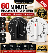 2 Pack Kitchen Timer 60 Min Loud Alarm Mechan...
