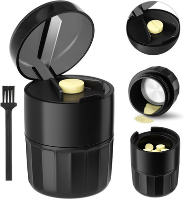    3-In-1 Pill Crusher Pill Cutter with Storage Box，Pill Grinder with Stainless