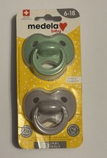 Medela SensoPearls Pacifiers Orthodontic Silicone 6-18M Green Gray 2 Pack