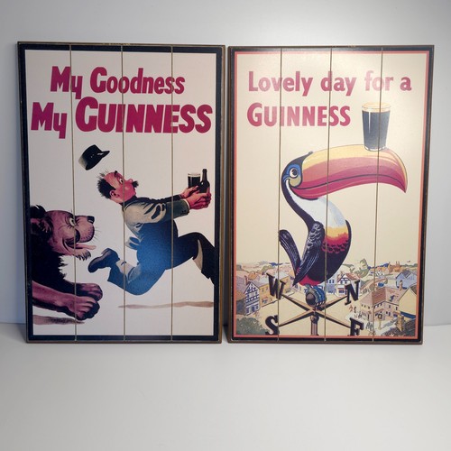 Set of 2 Silver Buffallo Guiness Advertising Wooden Wall Art Vintage-Inspired