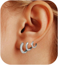 Gold Hoop Earrings Set for Women, 3 Pairs 14K Gold Plated Huggie Hoop Earring Hy