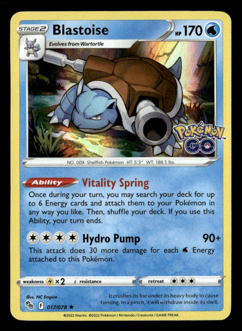 Blastoise Holo Rare Pokemon GO 017/078 LP Pokémon TCG