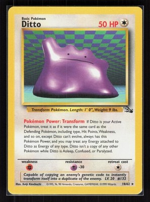 Ditto (18) Unlimited Rare Pokemon Fossil 18/62 MP
