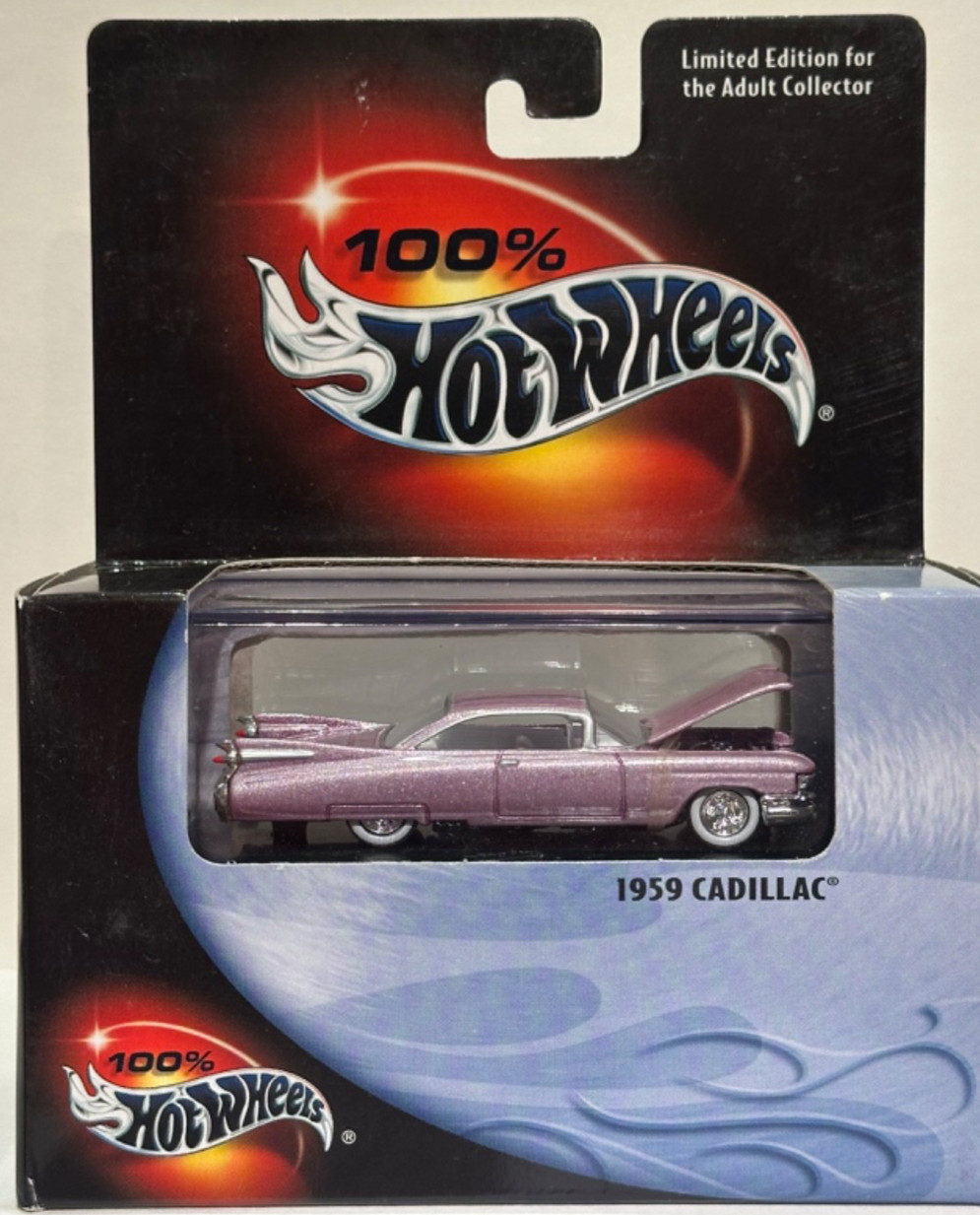 2001 100% HOT WHEELS BLACK BOX, 1959 CADILLAC ELDORADO, METALFLAKE LIGHT PURPLE