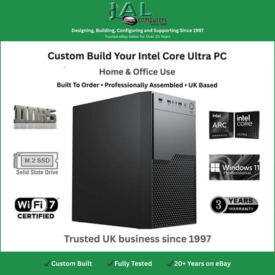Intel Core Ultra 5 7 9 Desktop PC Custom Built PC Windows 11 Pro, Office Home