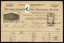 Y114 Turkey CONSTANTINOPLE 1914 invoice of Great commercial business OROSDI-BACK