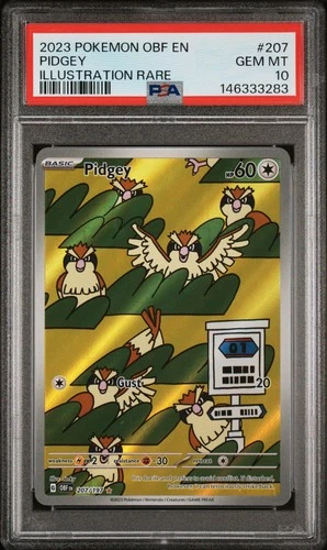 2023 POKEMON OBF EN-OBSIDIAN FLAMES ILLUSTRATION RARE #207 PIDGEY PSA 10