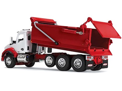 Kenworth T880 Day Cab White and Viper Red 1/64 Diecast Model