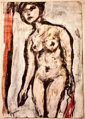 Degner, Arthur  Akt (stehend)  um 1921, Mischtechnik, Signiert u.l.