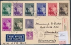 LS87788 Belgium 1937 to Congo registered airmail FDC used