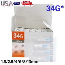 100Pcs Tattoo Micro Needles Disposable Painless Sterile Syringe Tips Needle 34G
