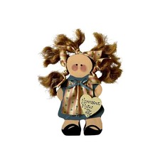 Vintage Handcrafted Wooden Doll   Folk Art Country Decor