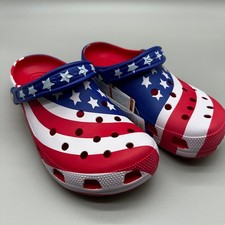 Crocs American Flag Clog Mens 9 Womens 11 Red White Blue Patriotic USA NEW