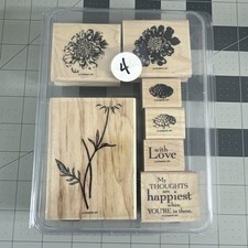 Stampin' Up "Field Flowers" Set of 7 Wood Rubber Stamps, Flowers, 2 Phrases