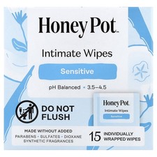 Intimate Wipes, Sensitive, 15 Individually Wrapped Wipes