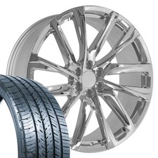 Set 4875 Chrome 26x10 Rims 29530r26 As Tires Fit Cadillac Chevy Gmc