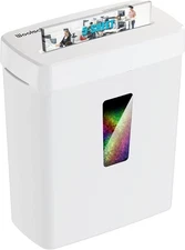 Woolsche Paper Shredder, P-5 Security Level, 5-Sheet Micro Cut with white 