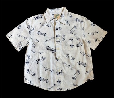 ThereAbouts Kids/  White & Blue Skateboard Shirt /Boys /Size XS 6/7