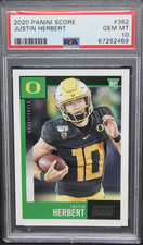2020 Panini Score Justin Herbert RC PSA 10 GEM MINT Los Angeles Chargers #362